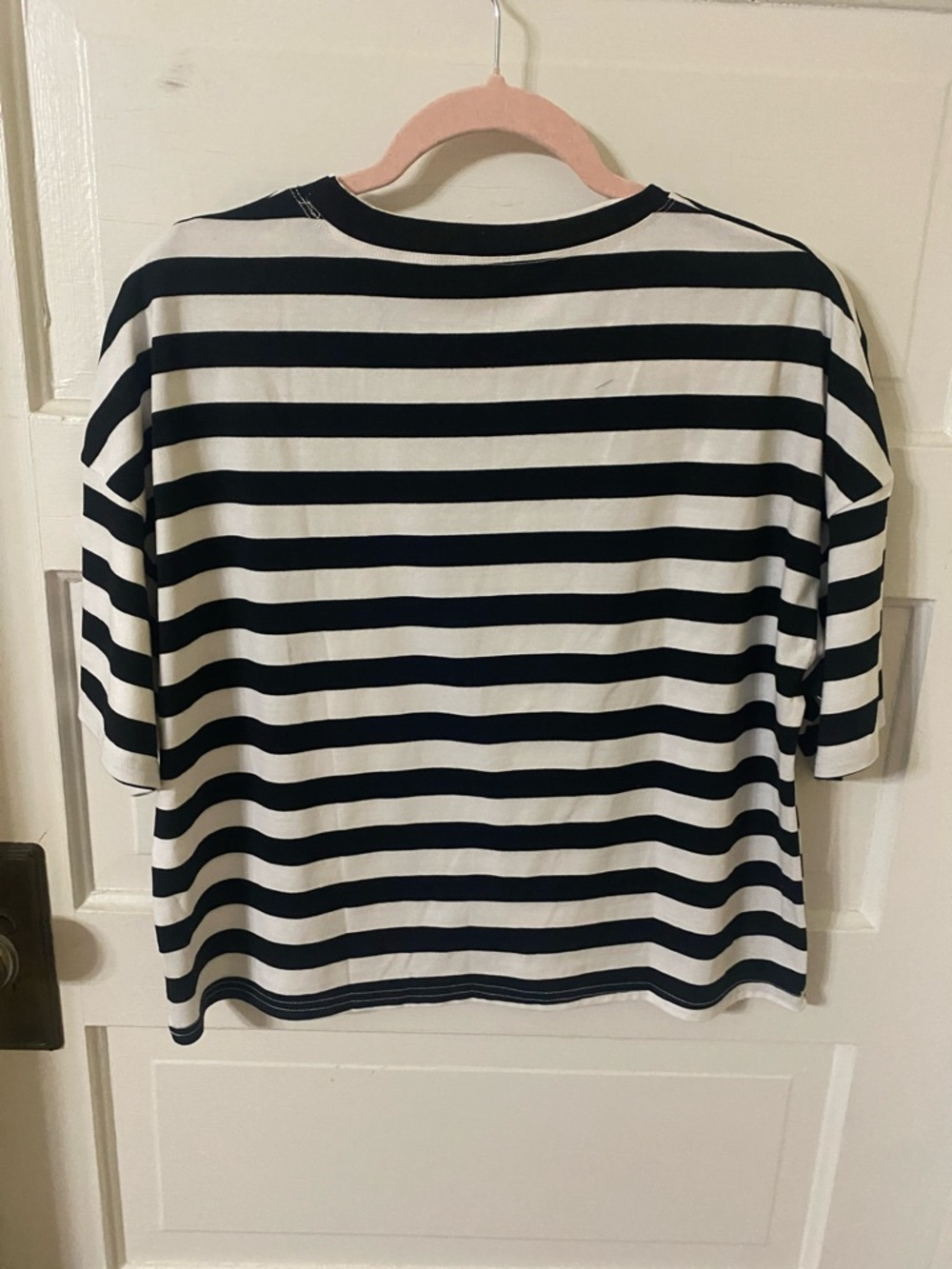 Striped Boxy Crewneck Top - Black & White - Picture 3 of 9